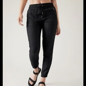 Athleta Black Cabo Linen Joggers Sz 4 Tall